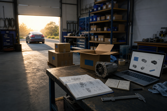 An EV workshop showing the journey from parts research and sourcing to a repaired vehicle returning to the road