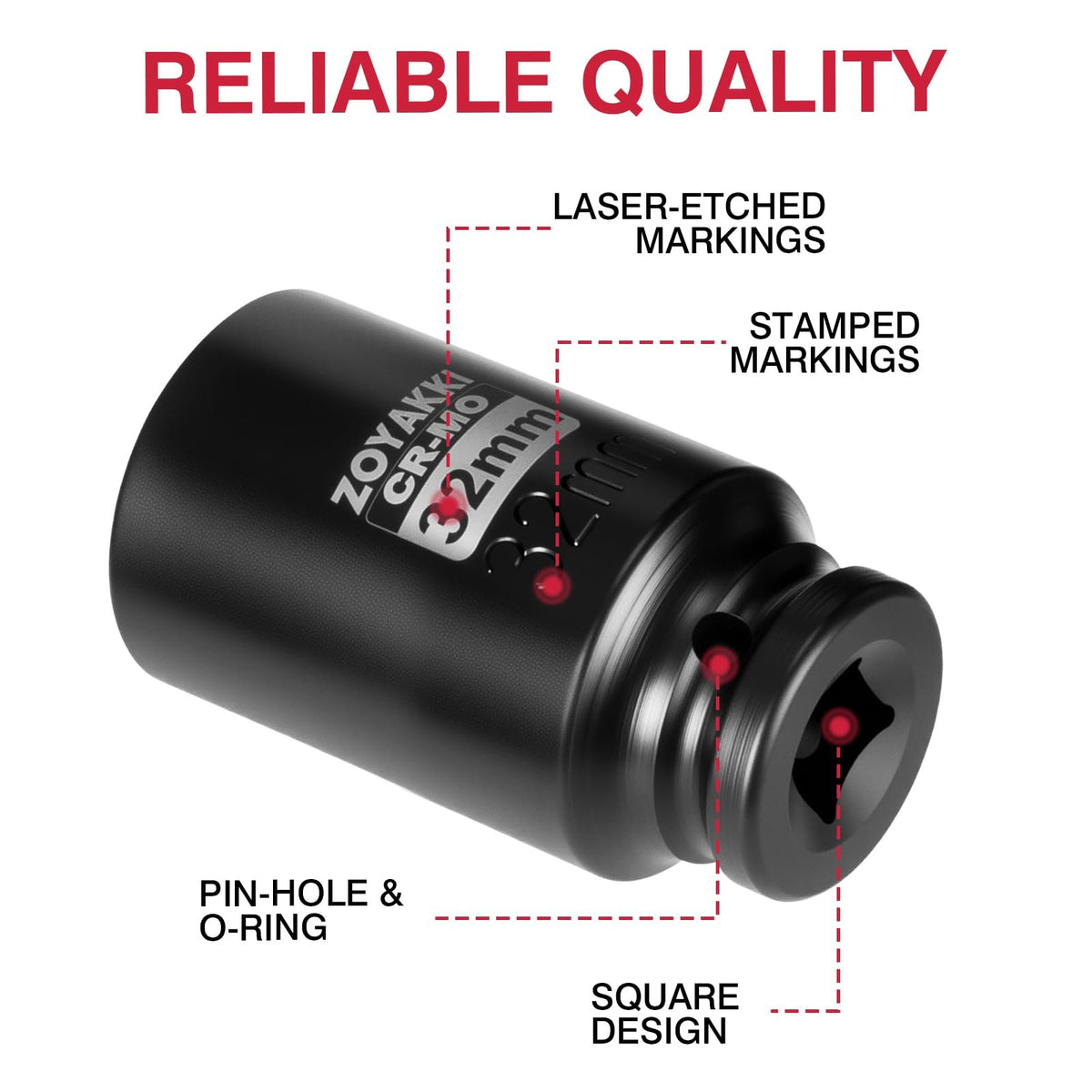 1/2" Drive 32mm Deep 6 Pt CR-MO Metric Impact Socket for Axle Nuts - product image 3