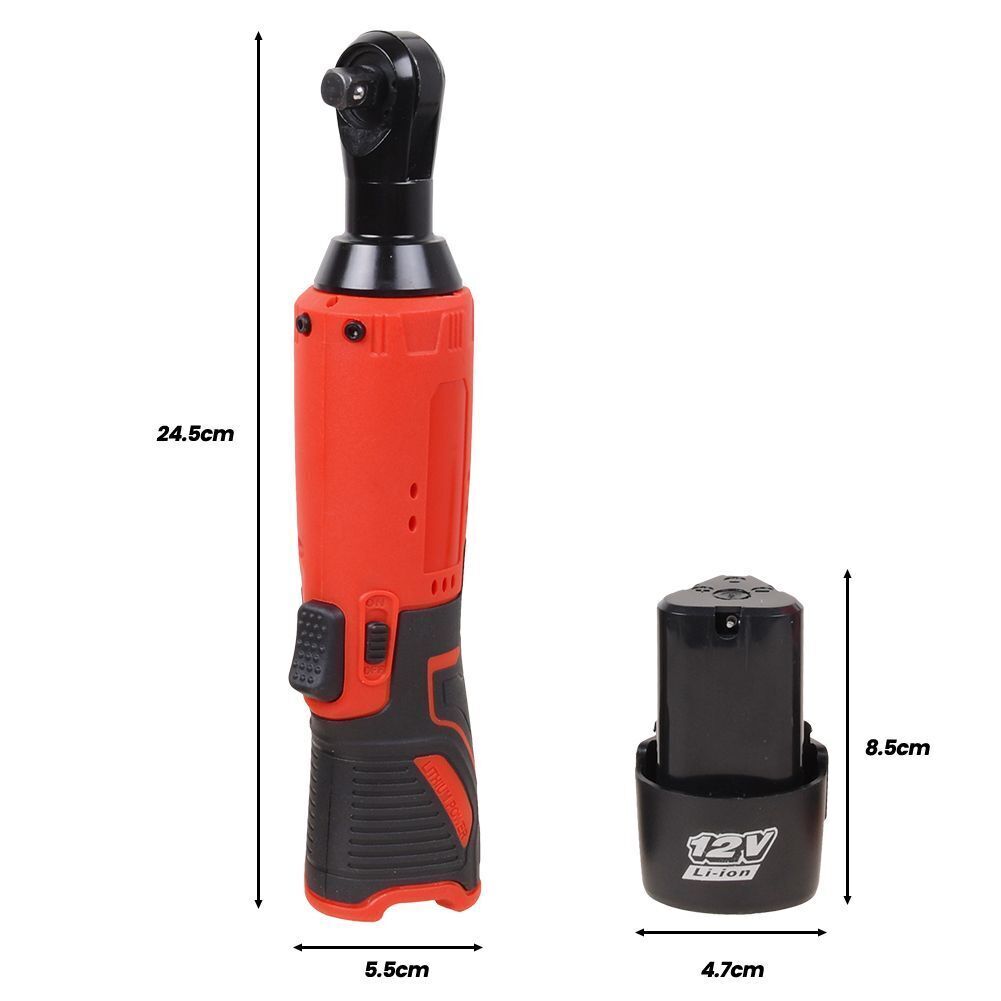 12V 3/8"&1/4" Electric Cordless Ratchet Wrench,45 ft-lbs w/ 7 Sockets 2 Battery - product image 12