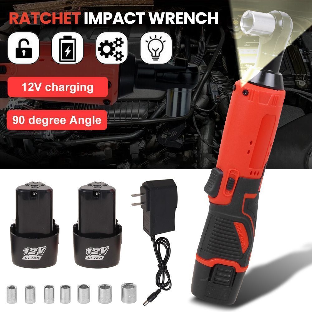 12V 3/8"&1/4" Electric Cordless Ratchet Wrench,45 ft-lbs w/ 7 Sockets 2 Battery - product image 6