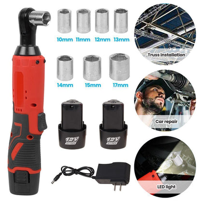 12V 3/8"&1/4" Electric Cordless Ratchet Wrench,45 ft-lbs w/ 7 Sockets 2 Battery - product image 3