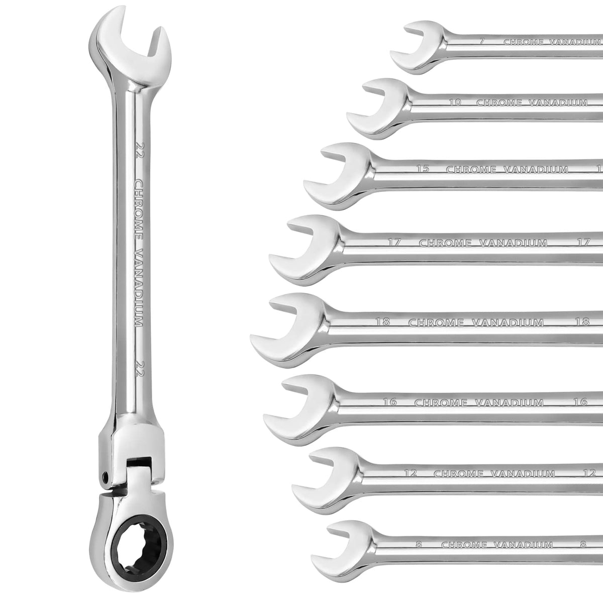 15mm Flex Head Ratchet Wrench 12 Point Chrome Vanadium Steel Combination Spanner - product image 2