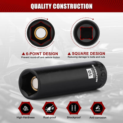 MIXPOWER 1/4" Drive Deep Magnetic Impact Socket, 6 Point, Dr.Deep 10mm - product image 3