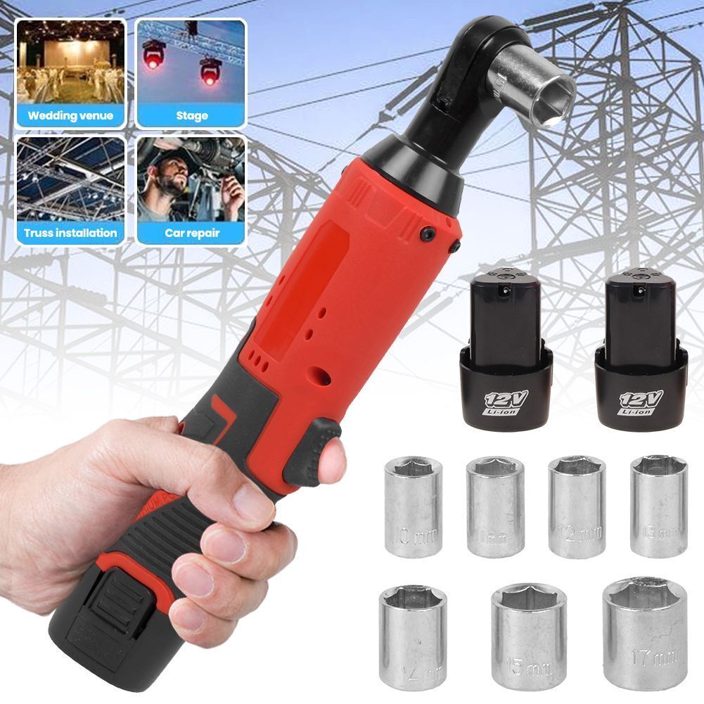 12V 3/8"&1/4" Electric Cordless Ratchet Wrench,45 ft-lbs w/ 7 Sockets 2 Battery - product image 5